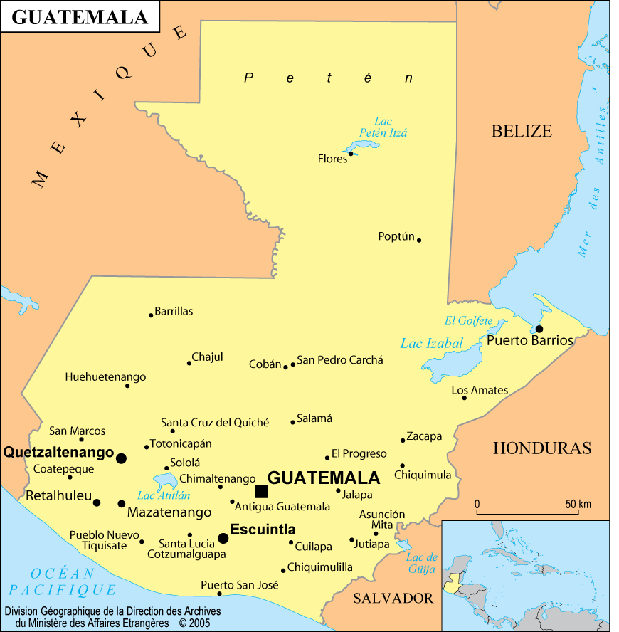 Гватемала на карте. Столица Гватемалы на карте.